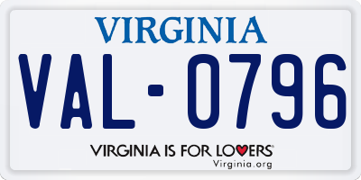 VA license plate VAL0796