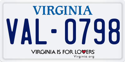 VA license plate VAL0798