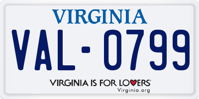 VA license plate VAL0799