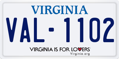 VA license plate VAL1102
