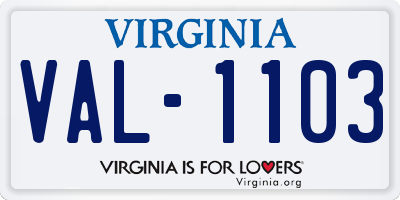 VA license plate VAL1103