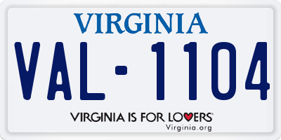 VA license plate VAL1104