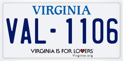 VA license plate VAL1106
