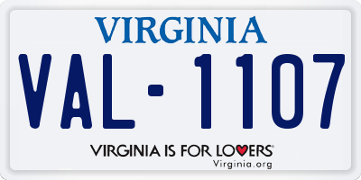 VA license plate VAL1107