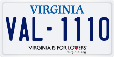 VA license plate VAL1110