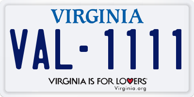 VA license plate VAL1111