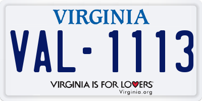 VA license plate VAL1113