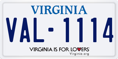 VA license plate VAL1114