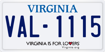 VA license plate VAL1115