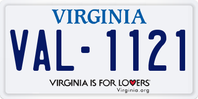 VA license plate VAL1121