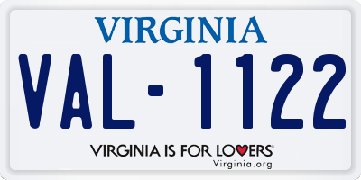 VA license plate VAL1122