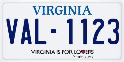 VA license plate VAL1123
