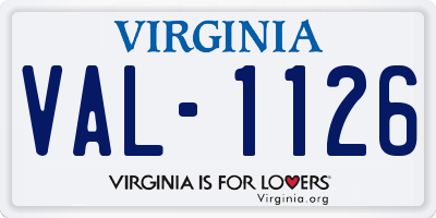 VA license plate VAL1126