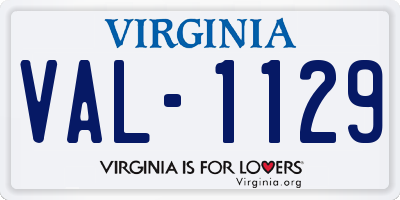 VA license plate VAL1129