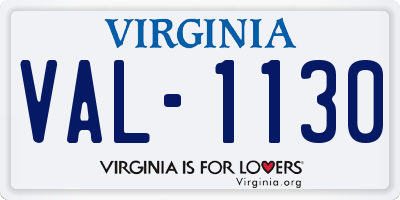 VA license plate VAL1130