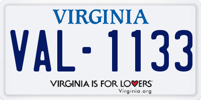VA license plate VAL1133