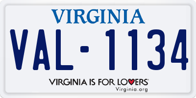 VA license plate VAL1134
