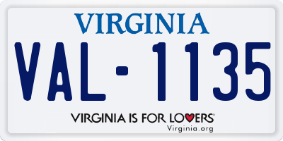 VA license plate VAL1135