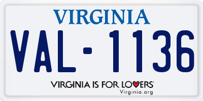 VA license plate VAL1136