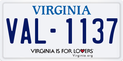 VA license plate VAL1137