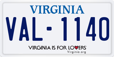 VA license plate VAL1140