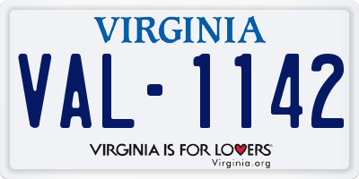 VA license plate VAL1142
