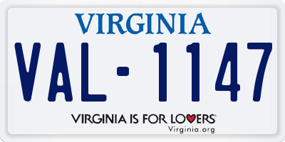VA license plate VAL1147