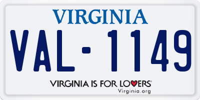 VA license plate VAL1149