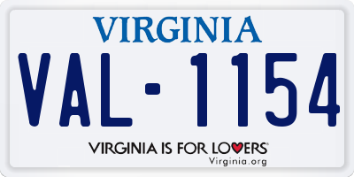 VA license plate VAL1154