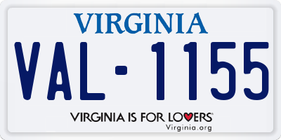 VA license plate VAL1155