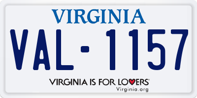 VA license plate VAL1157