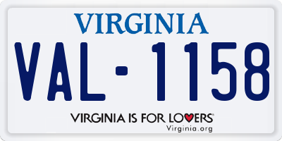 VA license plate VAL1158