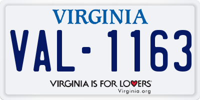 VA license plate VAL1163