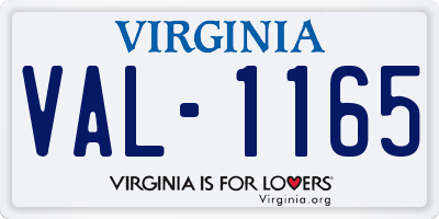 VA license plate VAL1165