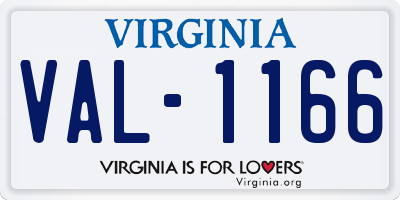 VA license plate VAL1166