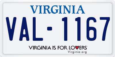 VA license plate VAL1167