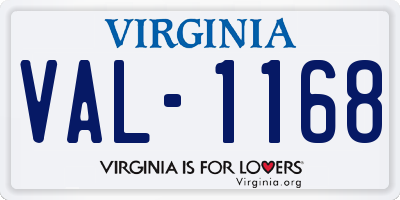 VA license plate VAL1168