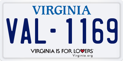 VA license plate VAL1169