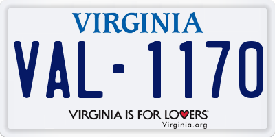 VA license plate VAL1170