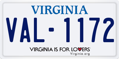 VA license plate VAL1172
