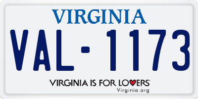 VA license plate VAL1173