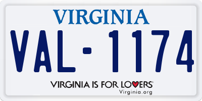 VA license plate VAL1174