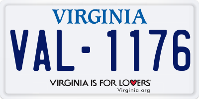 VA license plate VAL1176