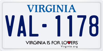 VA license plate VAL1178