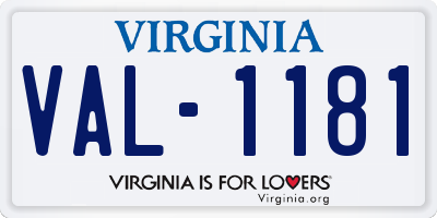 VA license plate VAL1181