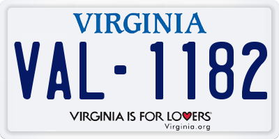 VA license plate VAL1182