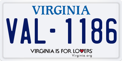 VA license plate VAL1186