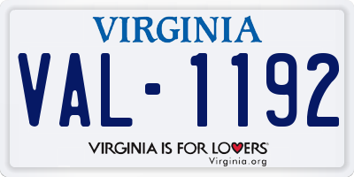 VA license plate VAL1192