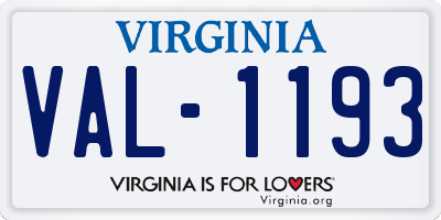 VA license plate VAL1193