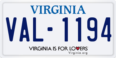 VA license plate VAL1194